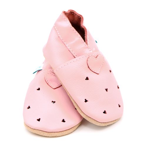 Pink Love Hearts - soft sole baby and toddler shoes from Dotty Fish 