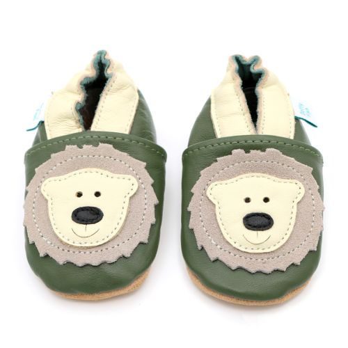 Bear Necessities Green Soft Leather Baby Shoes. First Shoes