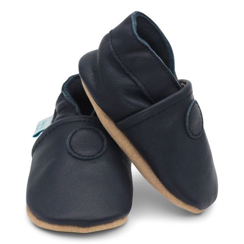 Plain Navy Soft Leather Baby Shoes. Classic First shoes