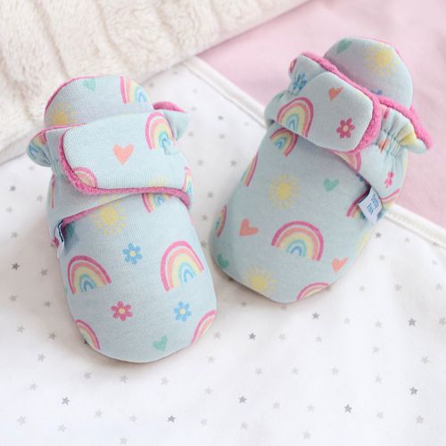 Rainbow Hearts Baby Booties