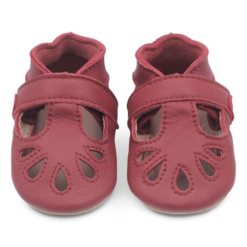 Red T-Bar Baby Shoes. Soft Leather First Shoes for Girls.