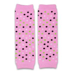 Pink Dotty Fish legwarmers with multicoloured dots, for infant girls and boys.